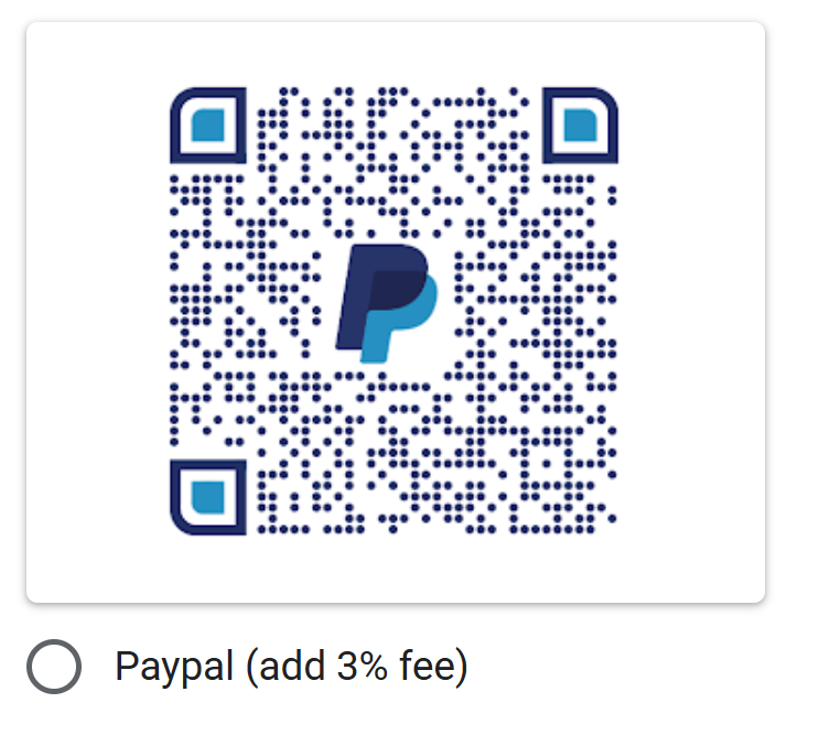 A PayPal QR code with the PayPal logo in the center, allowing for quick mobile payments.