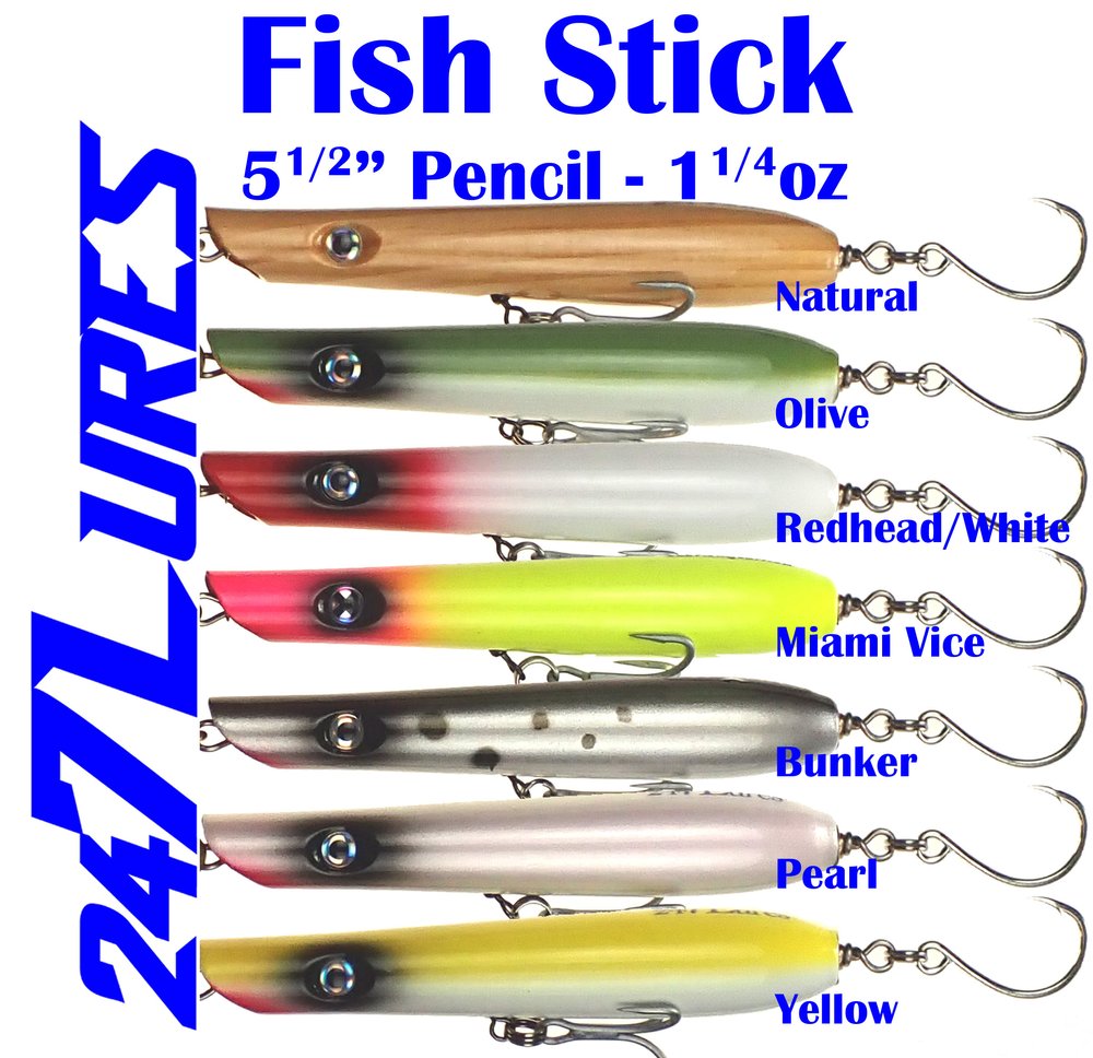 Fish Stick Round-Bottom Pencil Popper - 5.5 ~1.25oz — 247 Lures - Handmade  wooden lures