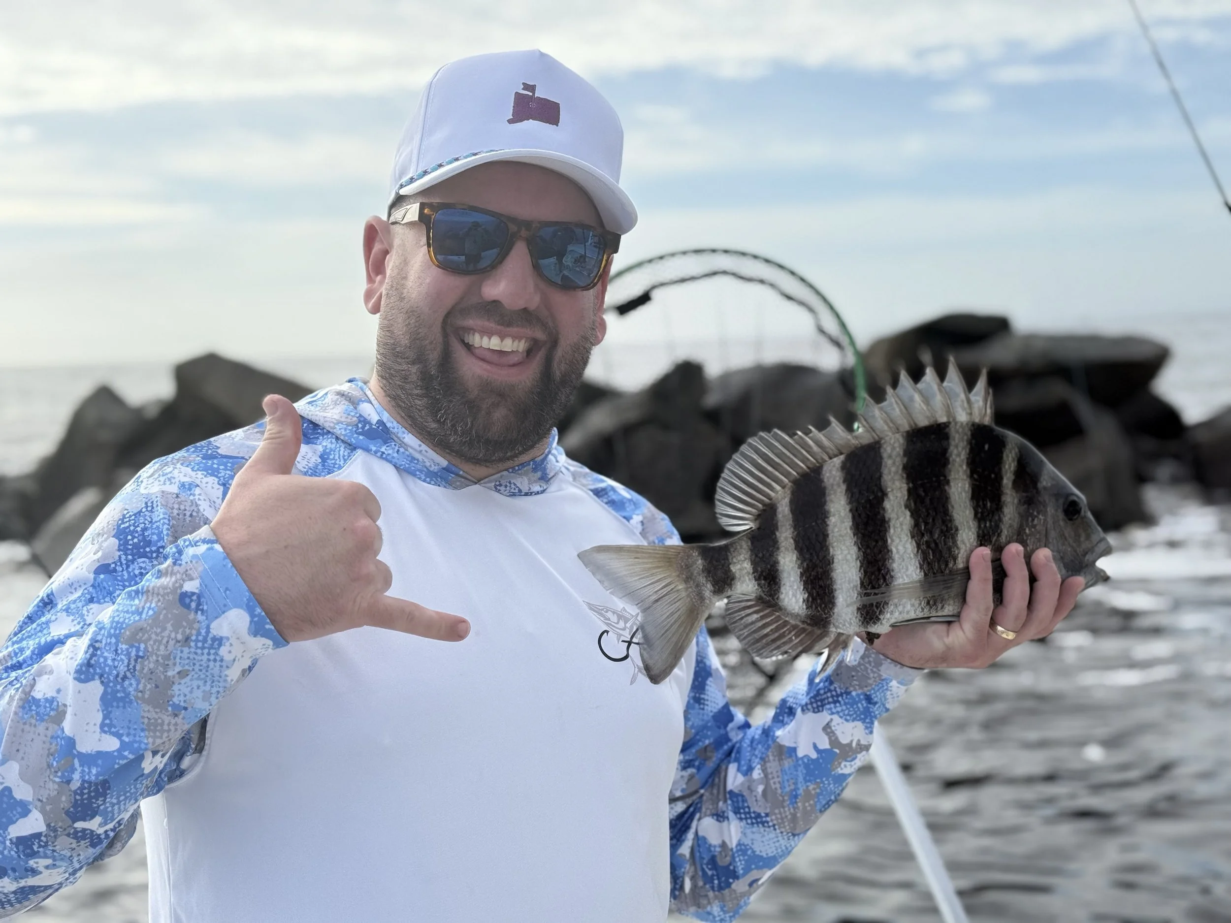 Angler shows off a hard earned Sheepshead in Jacksonville Florida