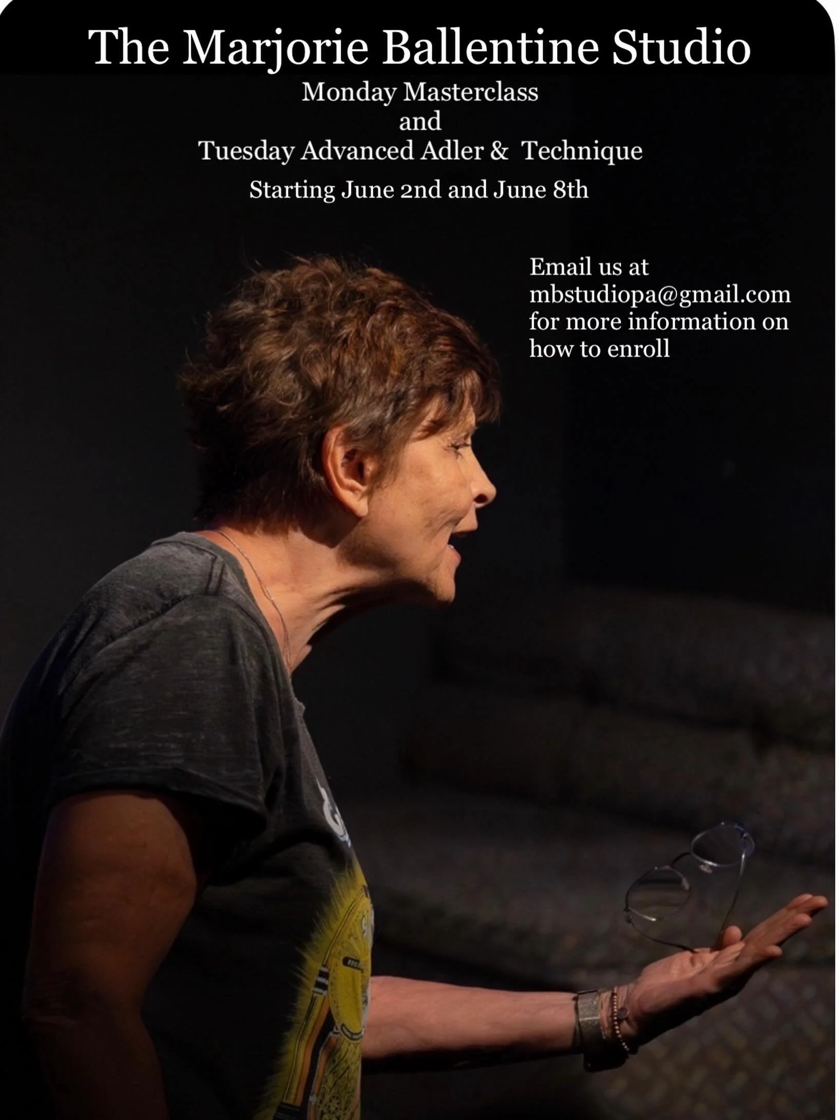 Enrollment for our June/ July session is now open! New and returning students accepted. We&rsquo;d love to have you. Email us or click the link in bio for more information on how to enroll! #marjorieballentinestudio #adlertechnique #actingclass #acti