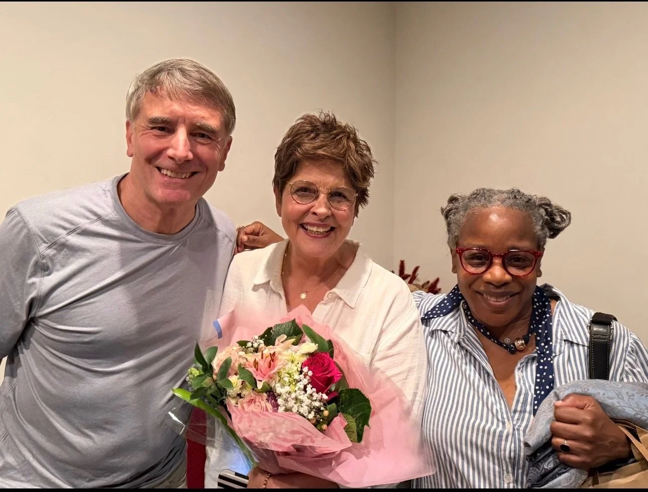 There&rsquo;s this timeless bond that I feel with so many of my former students!  Precious. Never fades! (Jeff House and Tamara Wilson studied with me 30+ years ago, and surprised me by coming to my show.) #actors #friendship #actingcoach #bighomethe