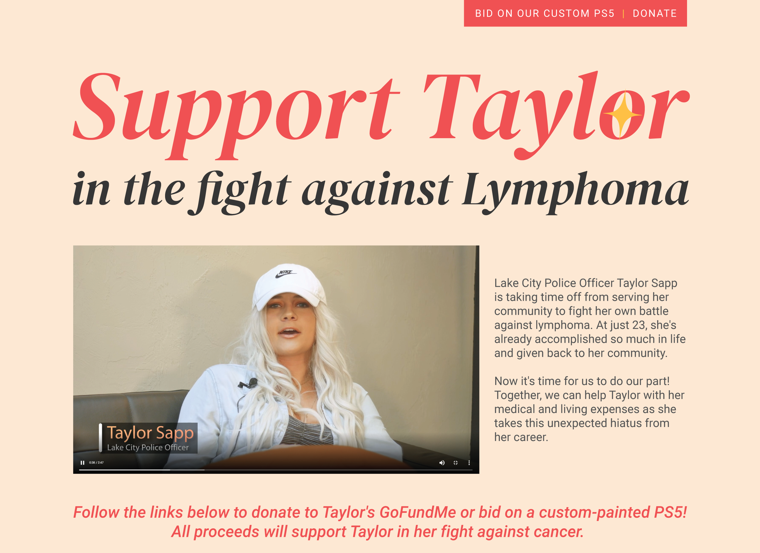 Nonprofit fundraising landing page user experience design created in Adobe XD - page 1