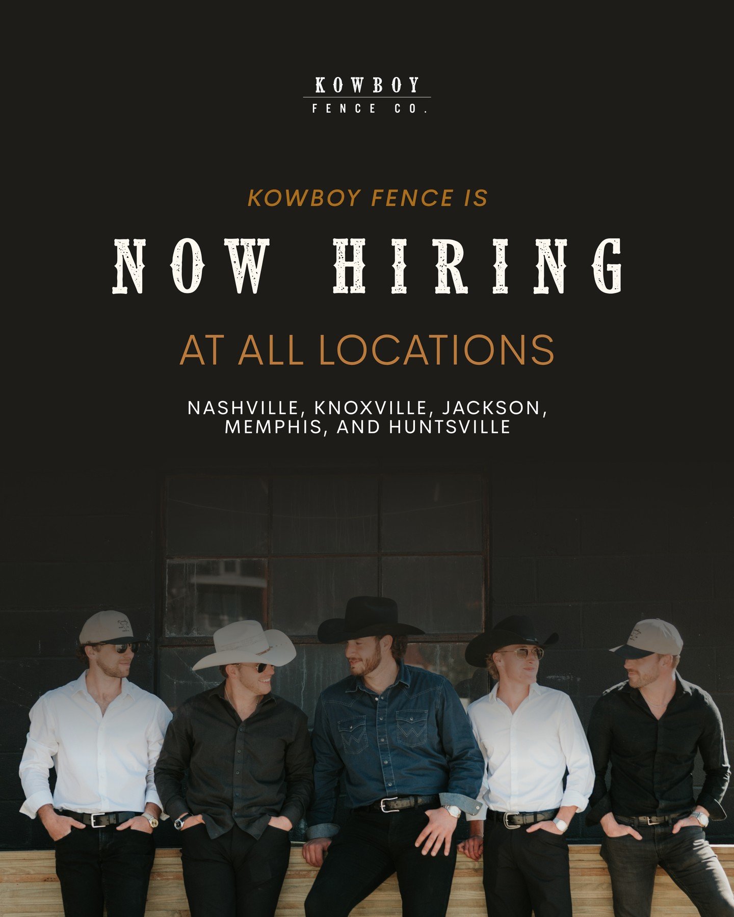 We&rsquo;re hiring! Join a fast-growing, hard-working (and fun) team at Kowboy Fence 🤠 From warehouse roles to welders, office support to sales&mdash;there&rsquo;s a spot for you. We&rsquo;re looking for motivated folks in Nashville, Memphis, Jackso