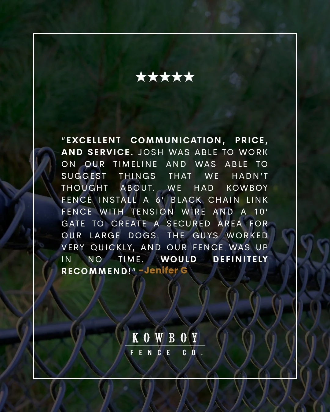 What we love to hear 👏 Ready to kick off your fence project for summer? Comment QUOTE &amp; we'll dm you a link to get started. ⁠
⁠
⁠
[Kowboy, Kowboy Up, Kowboy Fence, Nashville TN, Jackson TN, Memphis TN, Knoxville TN, Huntsville AL, Birmingham AL,