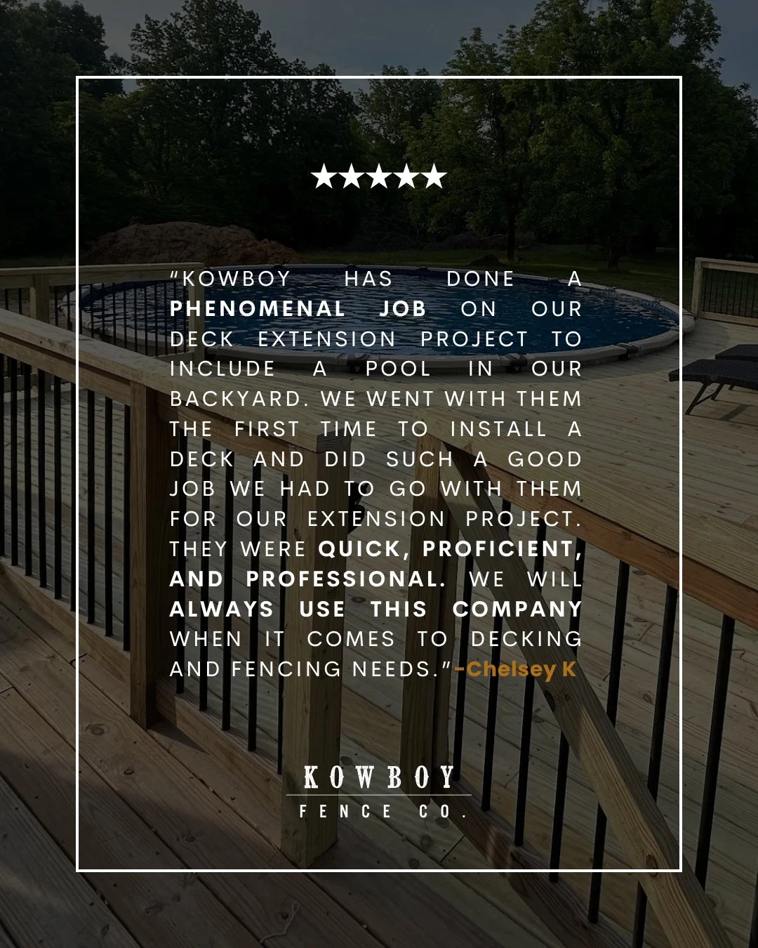 Good work speaks for itself, but we&rsquo;re always grateful when our customers do too. ⭐️⁠
⁠
⁠
[Kowboy, Kowboy Up, Kowboy Fence, Nashville TN, Jackson TN, Memphis TN, Knoxville TN, Huntsville AL, Birmingham AL, Louisville KY, Fence Contractor, Fenci