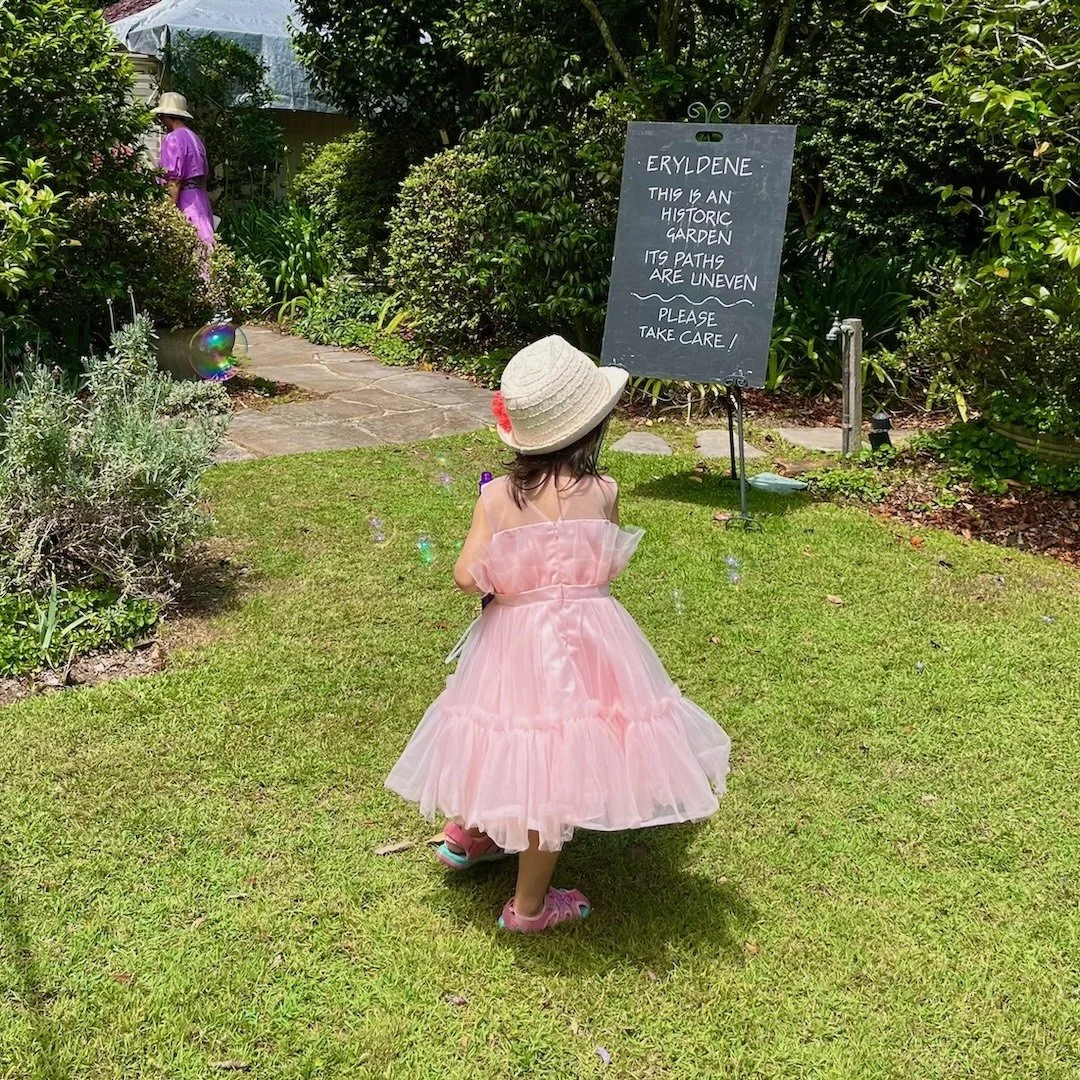 Not only is Eryldene Historic House and Garden for adults, but kids are welcome too. This little one was bursting with bubbling dancing spins as they enjoyed time in the garden.

Did you know, Eryldene was once home to four boisterous boys so it is o