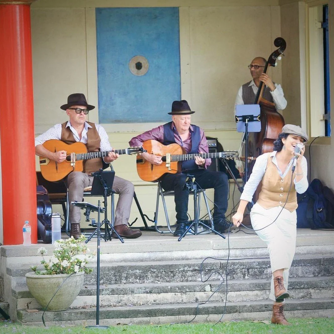 What an amazing afternoon! 

The wonderful Coucou Zazous entertained the audience at Eryldene's recent 'Jacaranda Jazz' event. 

Toes tapping, couples grooving, and children playing games. Families and friends connected in Eryldene's gardens - a litt