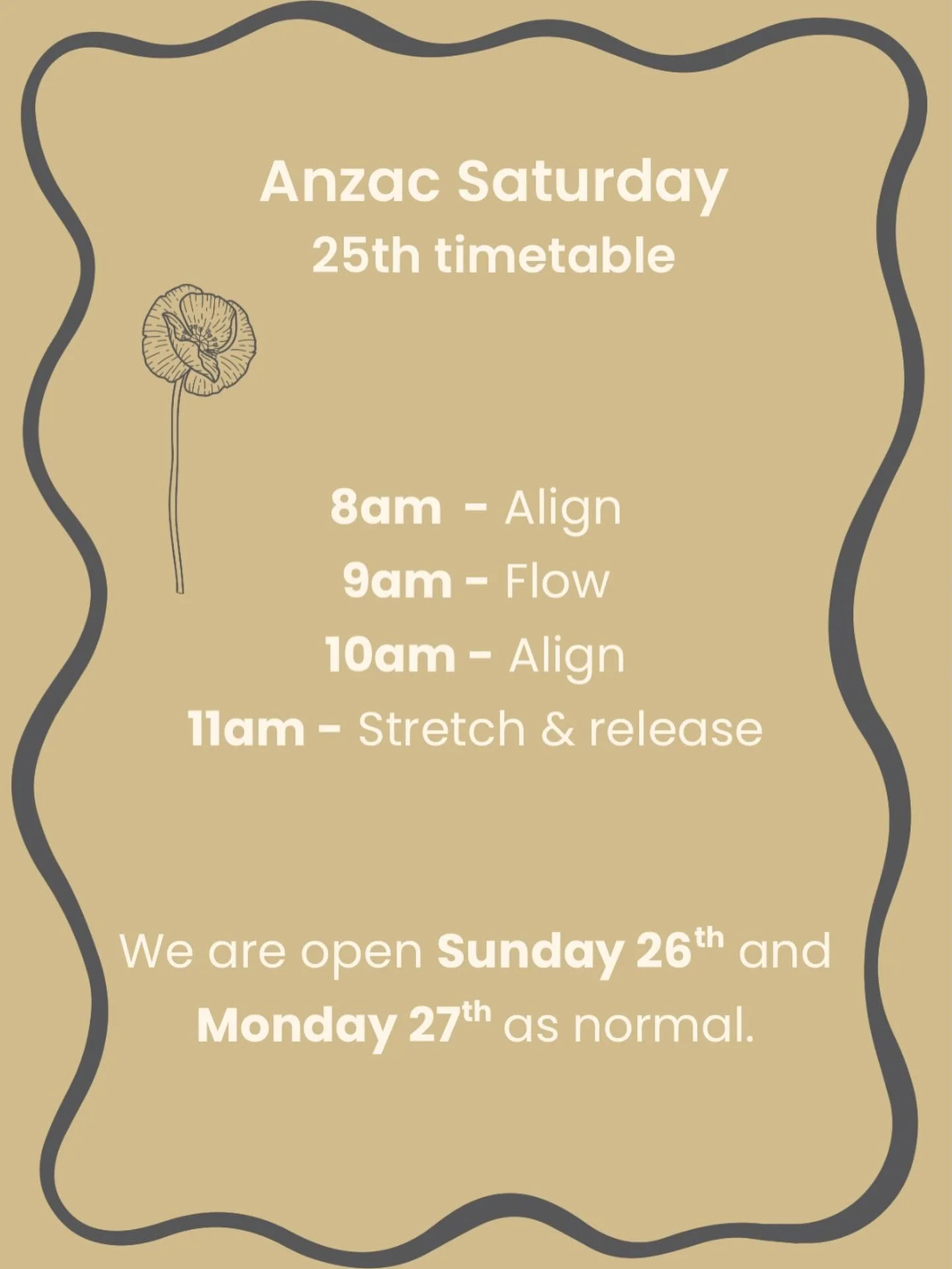 A day to pause, reflect, and reconnect.
Join us this Anzac Saturday for mindful movement and gentle flow. 
#lifeworkspilates #northernrivers #ballinabyron #lennoxhead #ballinacommuntiy