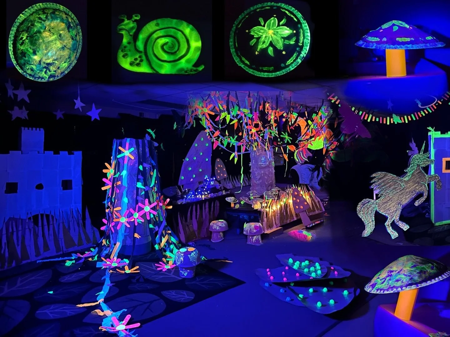 We had an extra fun halloween this year! We created an Enchanted Forest that glows in the dark. We then got to share it with other families in San Joaquin County. Our students dressed up and participated in a costume parade and celebrated halloween.
