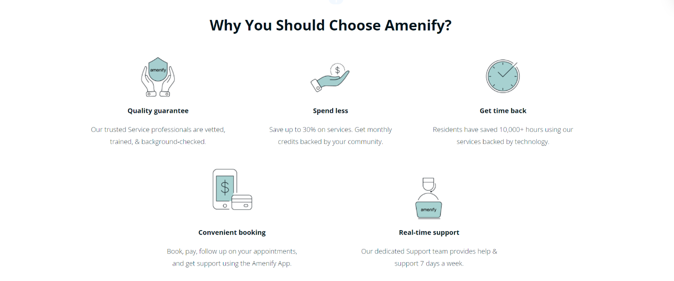 with amenify you get quality service, easy booking, real time support and much more