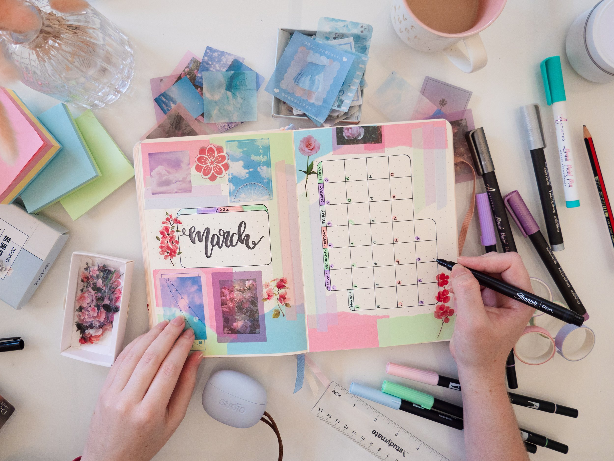 Easy Pastel Bullet Journal with Stickers for March — Erin Smith - Bullet  Journal & Stationery