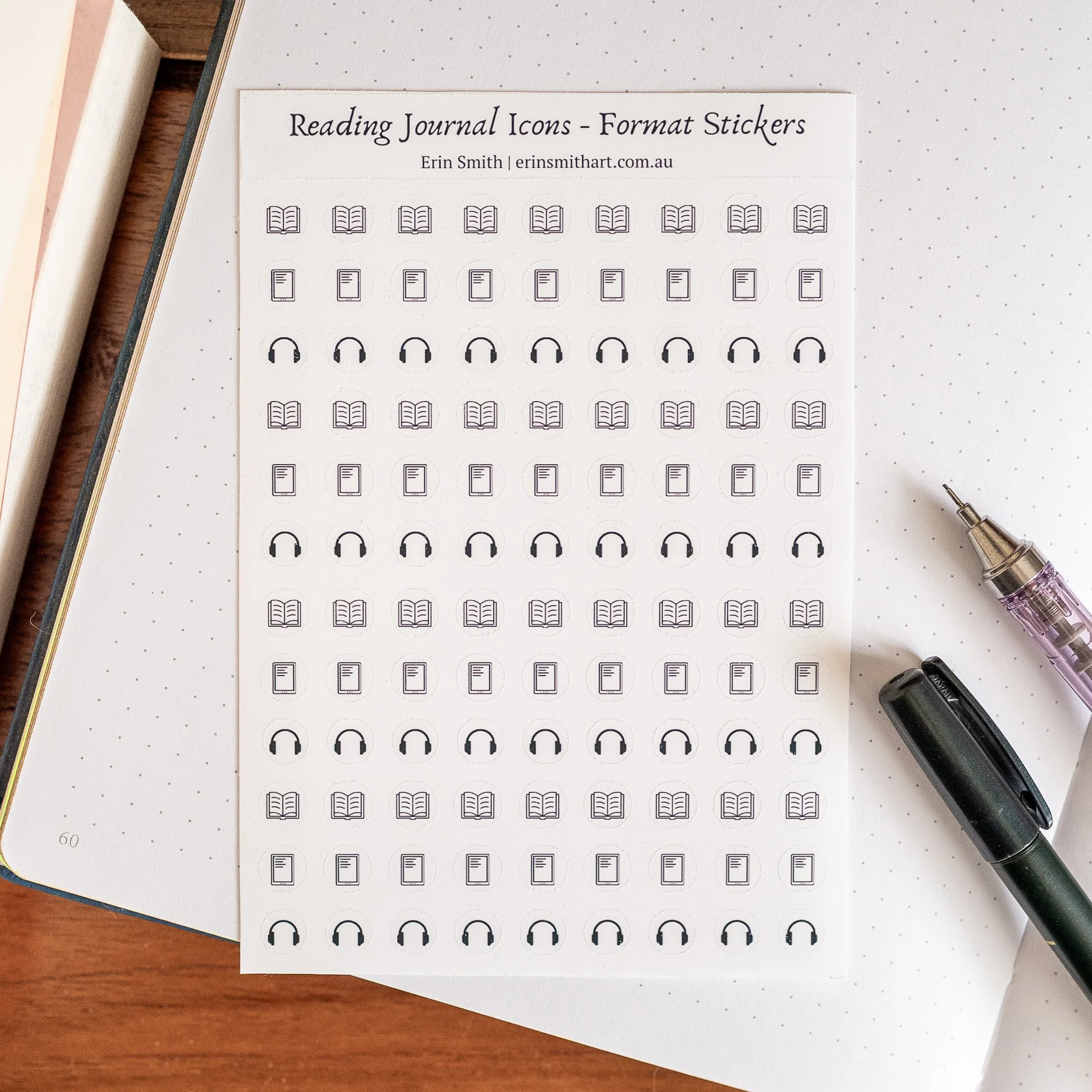 Reading Journal Format Icons - Printable Sticker Sheet