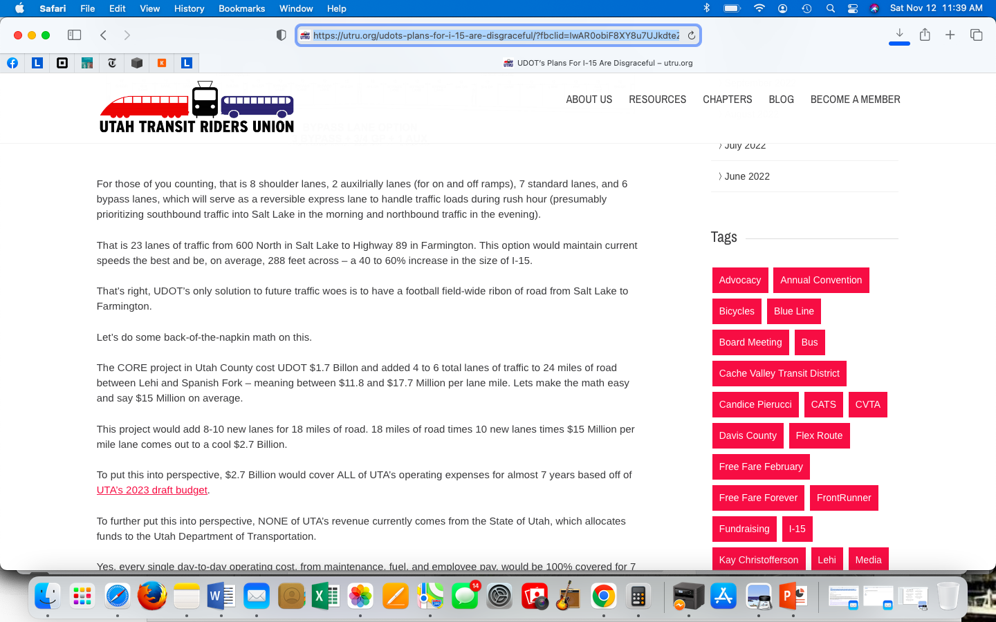 UDOT announcement of 23-lane width growth for I-15 