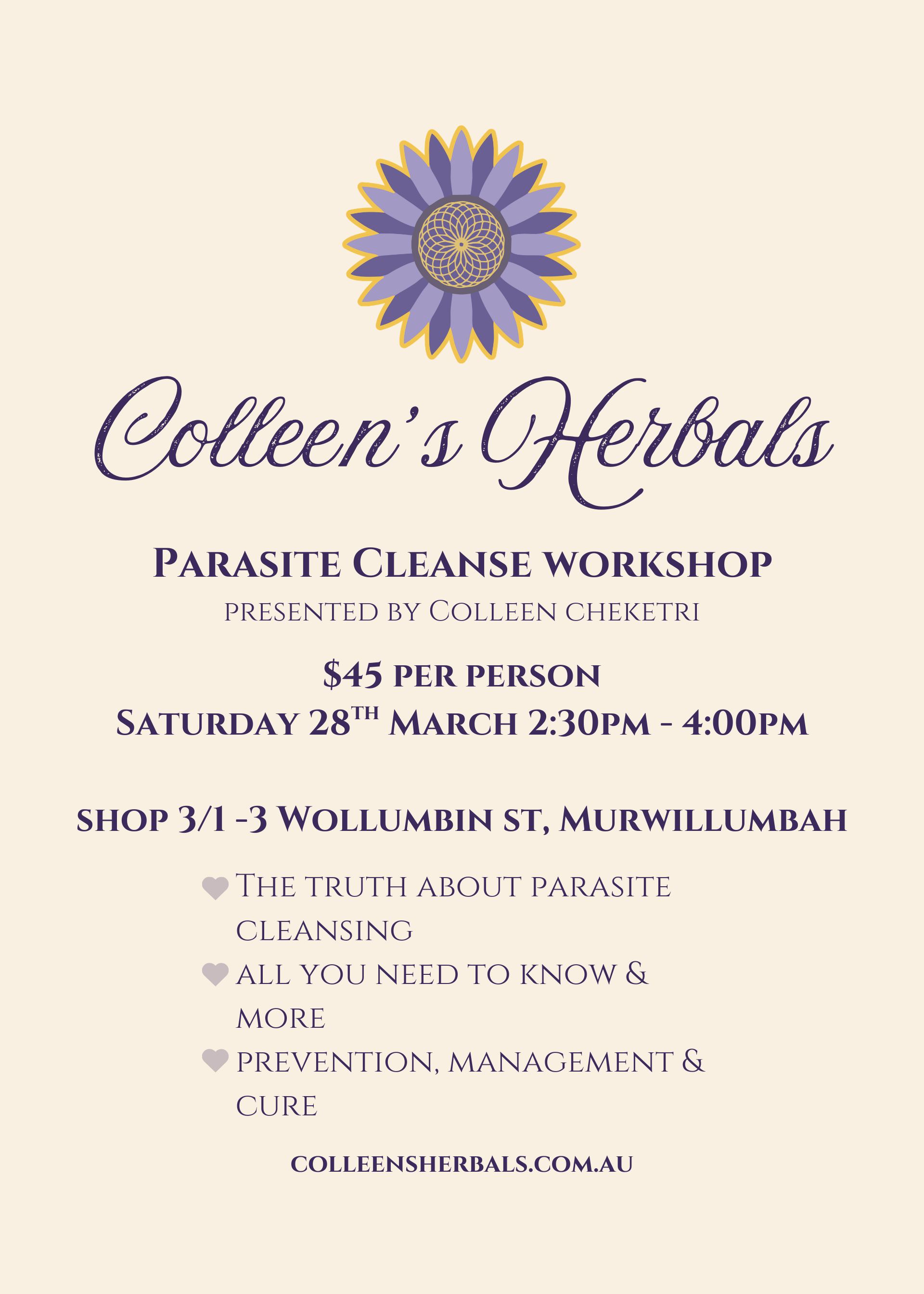 Colleens Herbals Parasite Cleanse Workshop 28 March.png