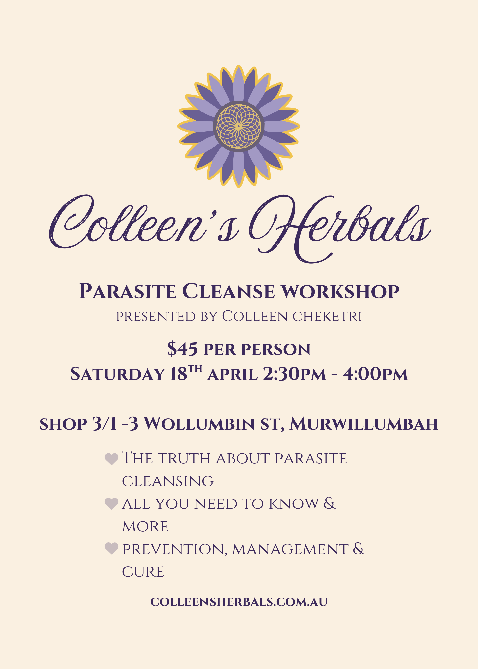 Colleens Herbals Parasite Cleanse Workshop 18 April.png