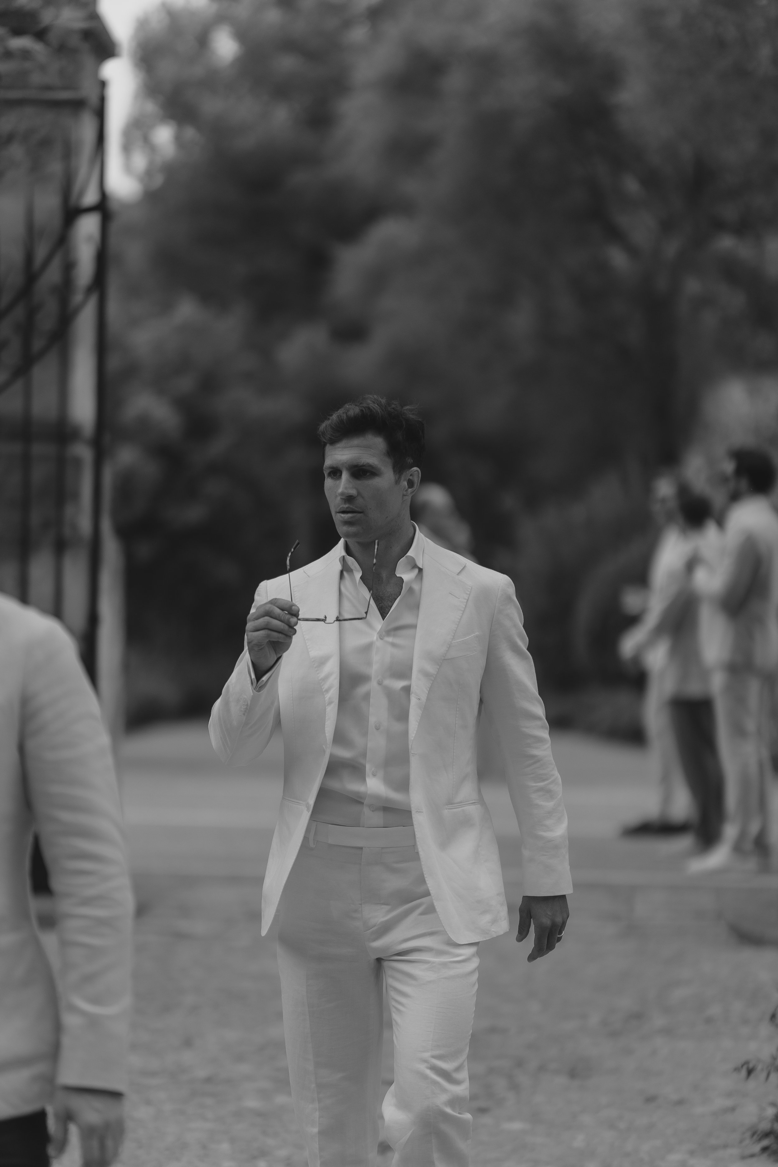 Mallorca wedding photographer groom arriving at Son Togores wedding venue in Mallorca