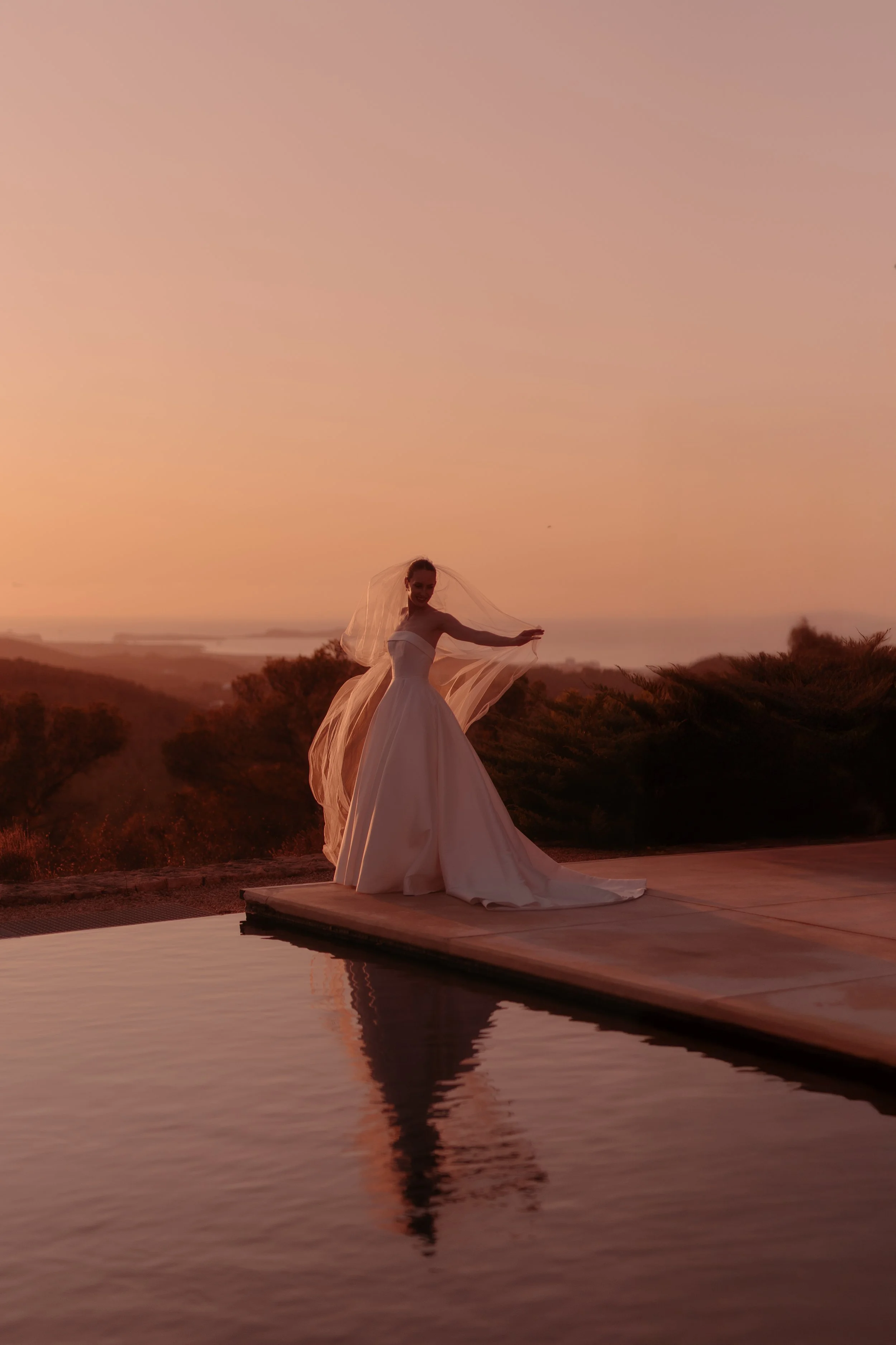 Ibiza wedding photographer bride sunset portrait at luxury villa wedding in ibiza