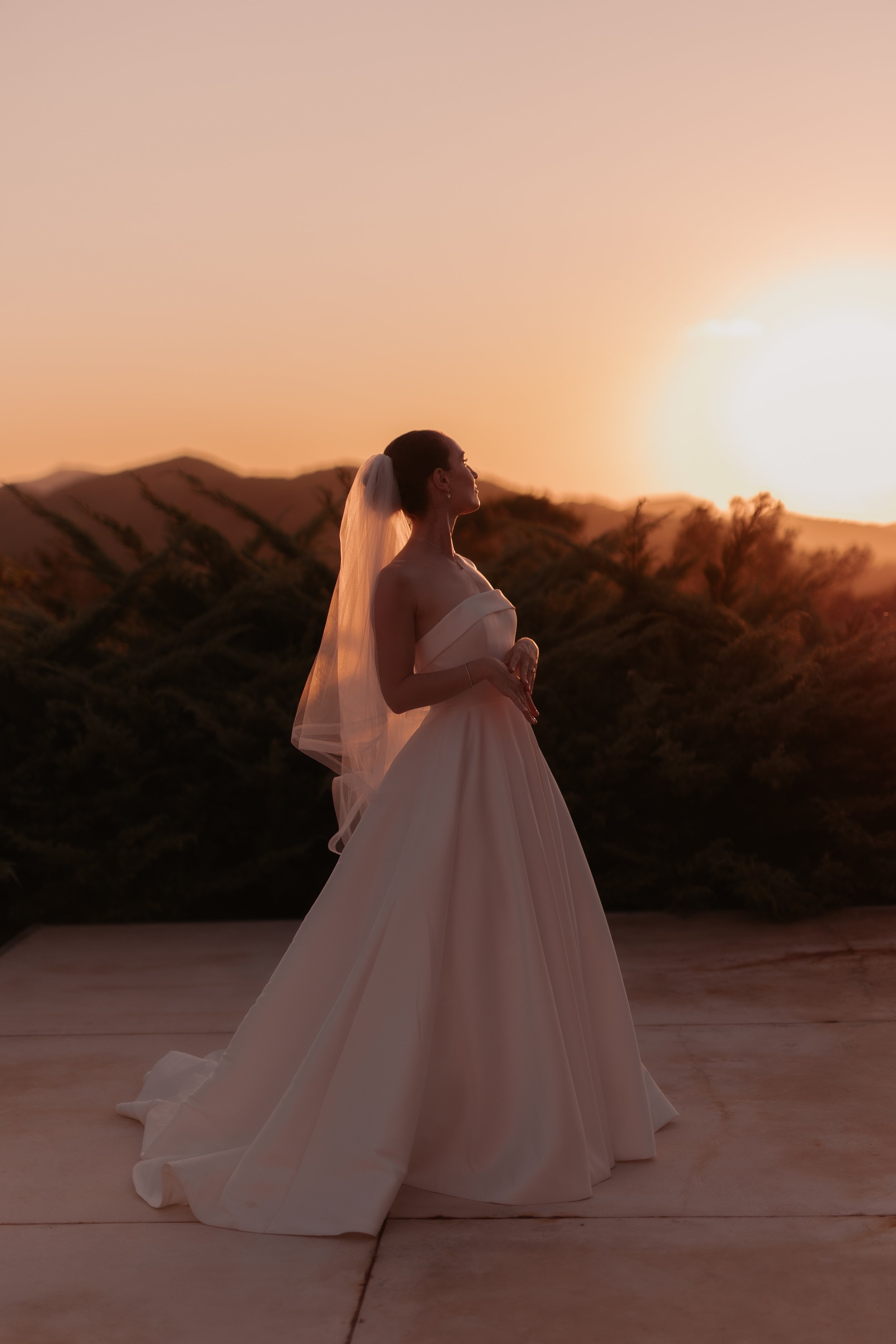 Ibiza wedding photographer bride sunset portrait at luxury villa wedding in ibiza