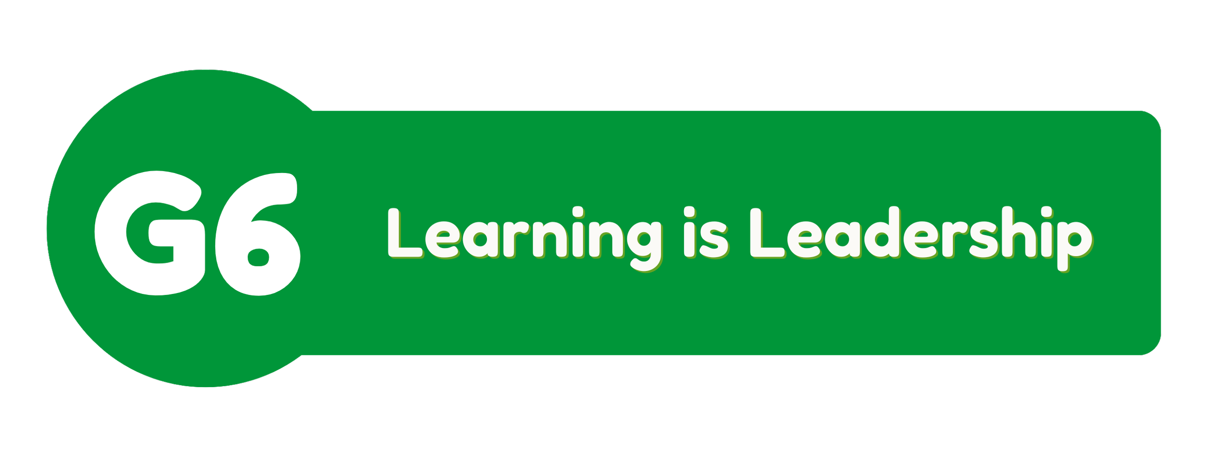 G6 Learning is Leadership logo with a green speech bubble design containing white text.
