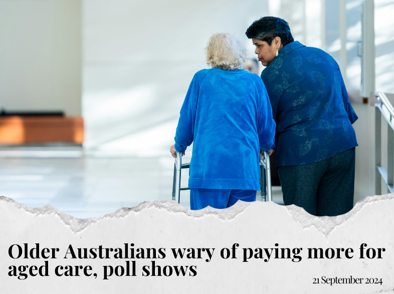 Older Australians wary of paying more for aged care, poll shows