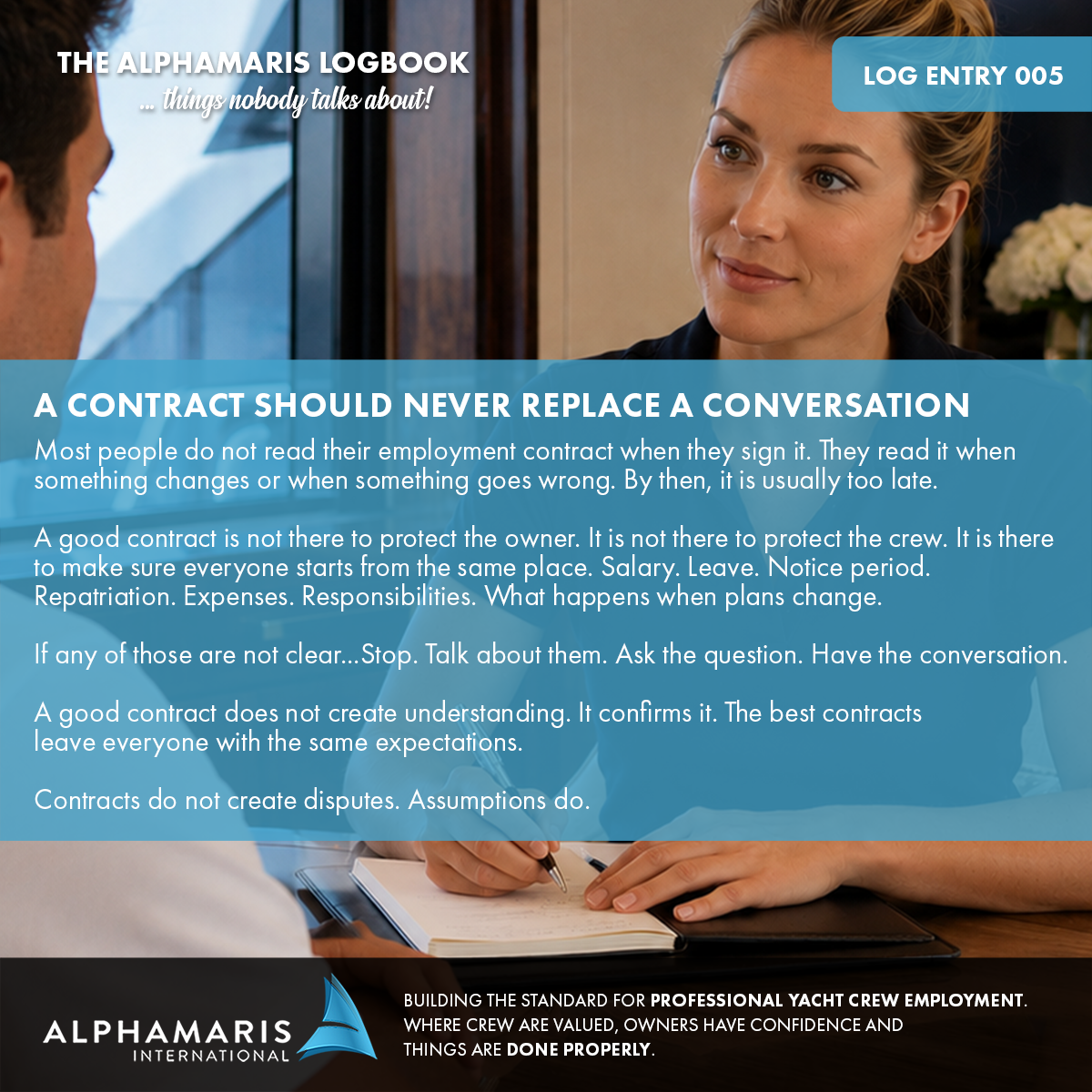 A contract should never replace a conversation