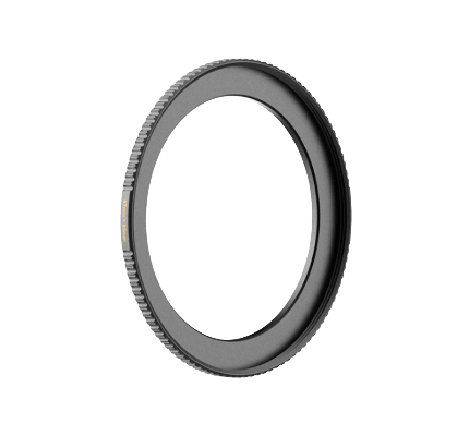 A camera lens filter with a black frame and transparent center.