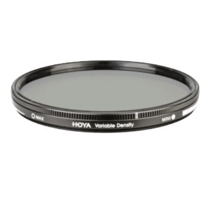 Circular camera lens filter with adjustable density markings.