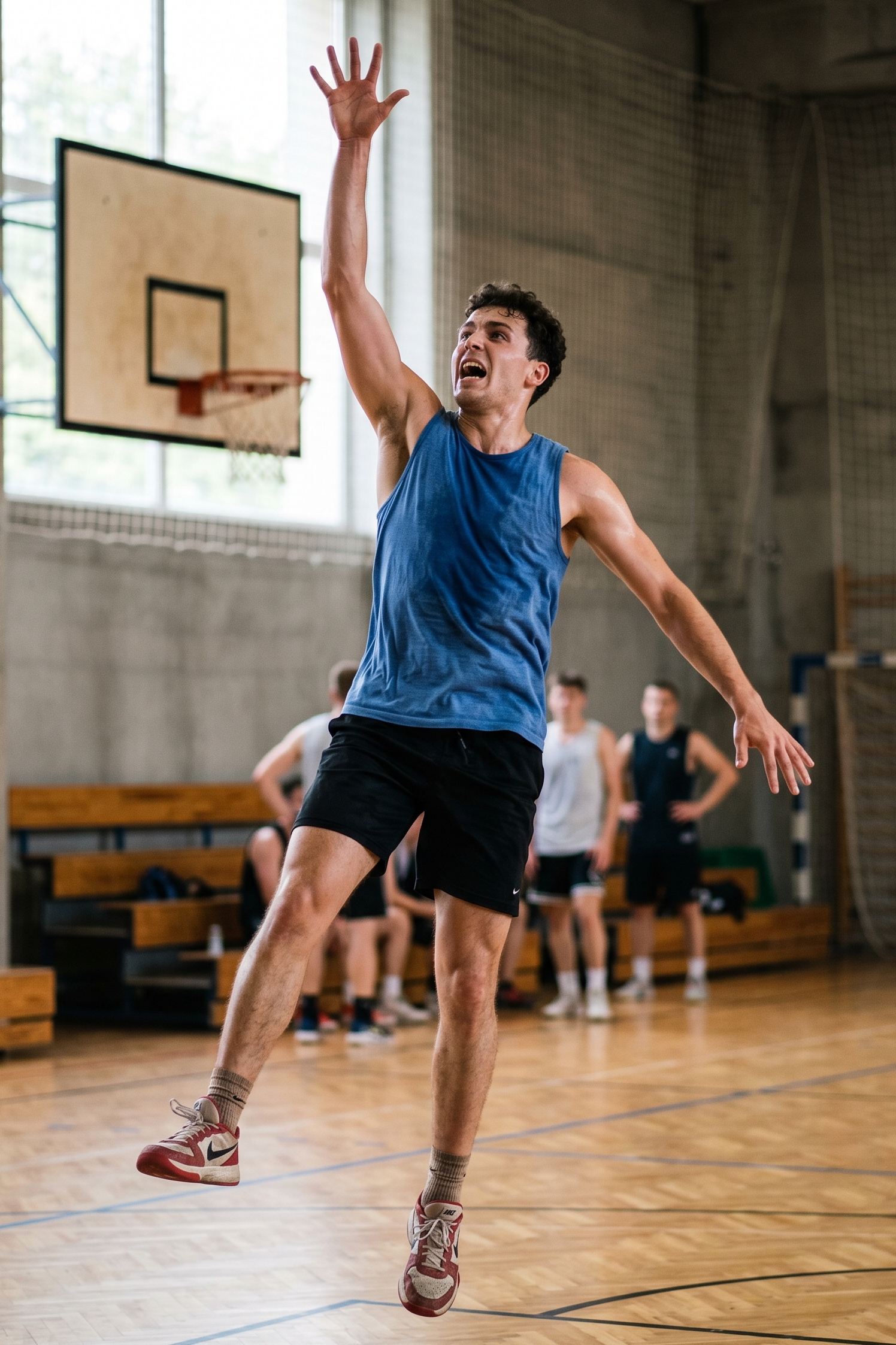 Jugador de baloncesto saltando con tendinopatía rotuliana
