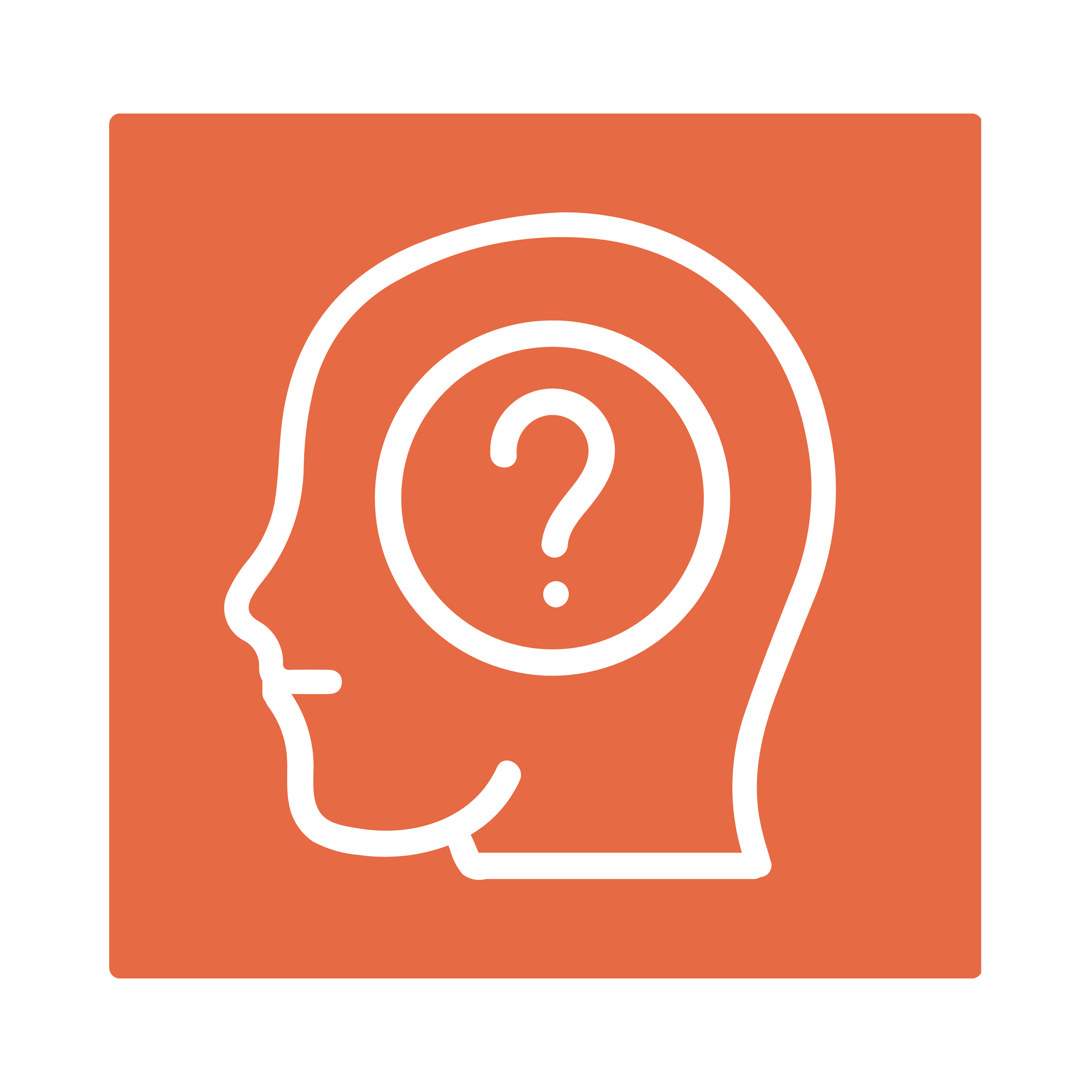 Abstract illustration of a human head with concentric circles and a question mark inside, on a red background.