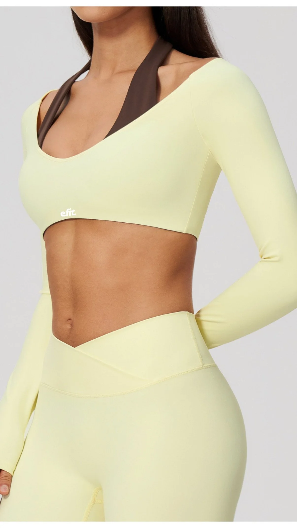 Top Long-sleeve yellow + brown  ON THE GO!