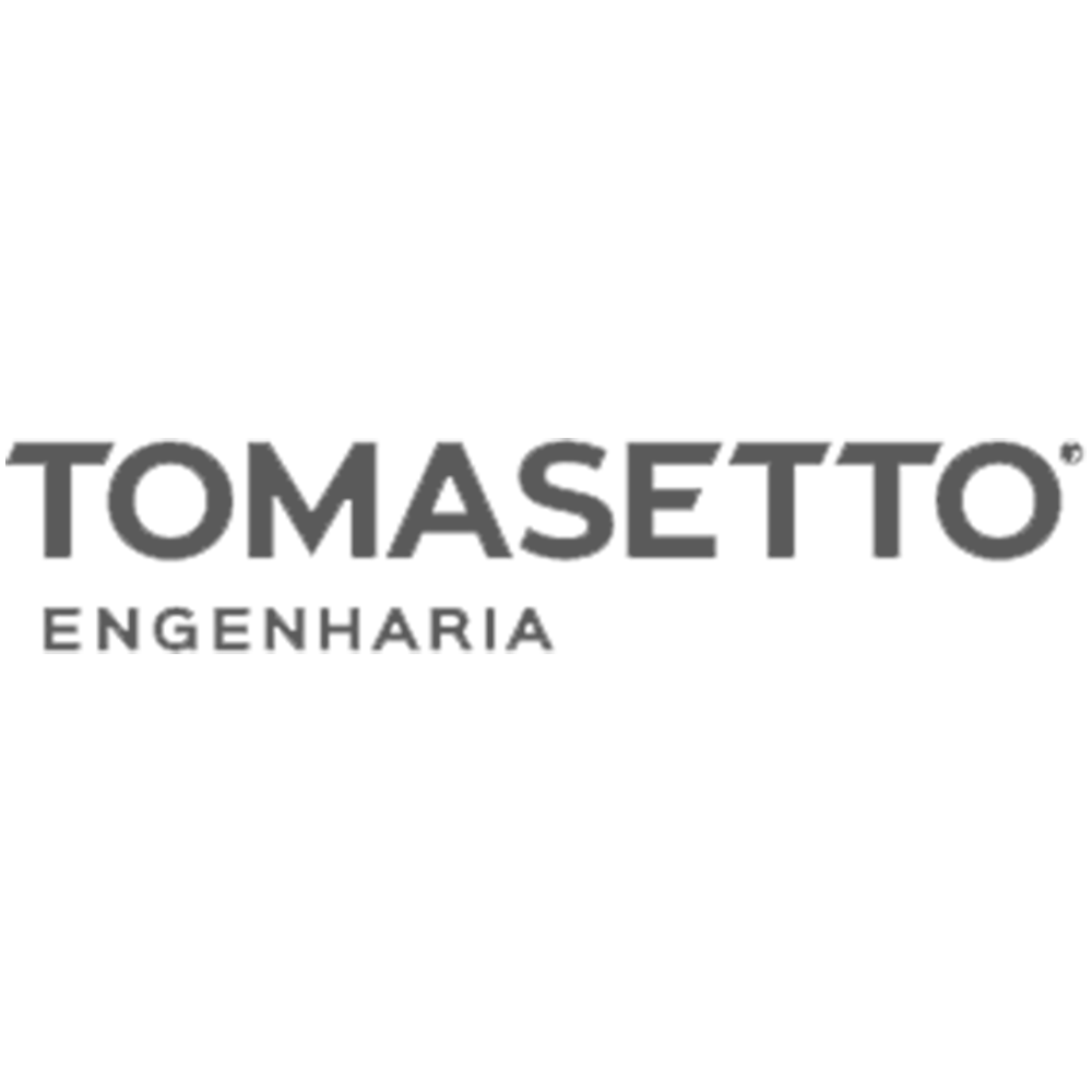 Logo of TOMASETTO Engenharia with a black gear icon.