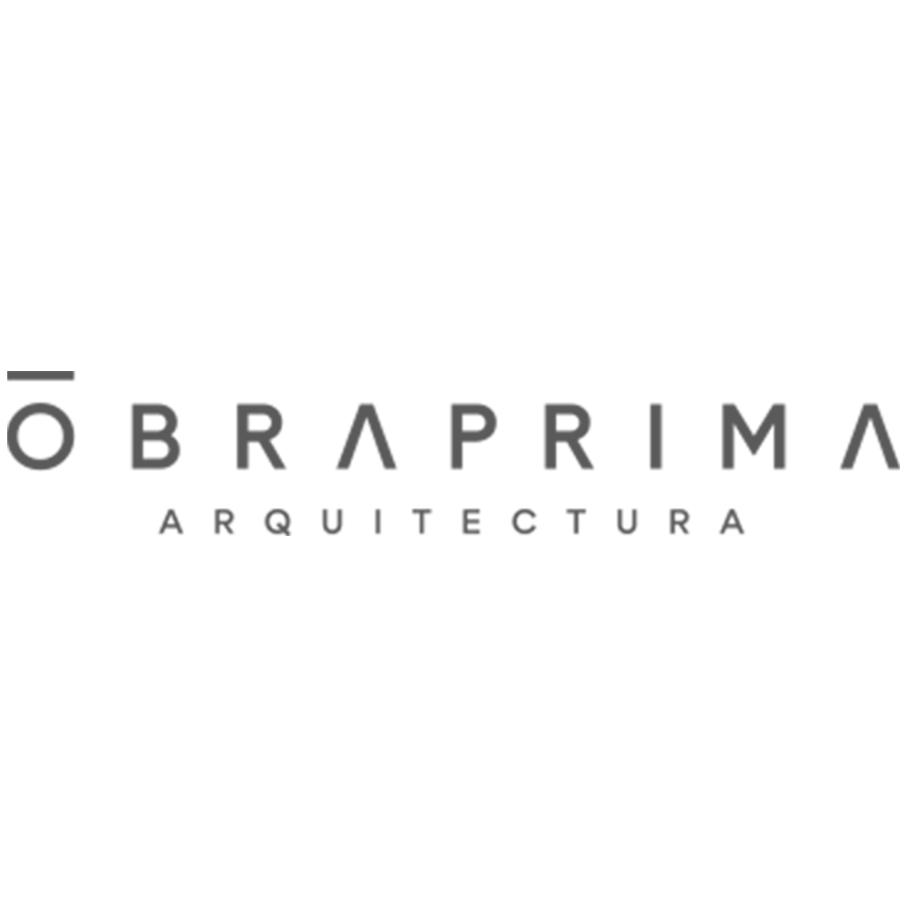 Logo for Óbrafirma Arquitectura, featuring a stylized geometric design above the text.