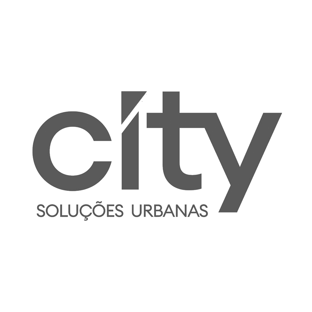 Logo of City Soluções Urbanas in black and white with the text 'city' in large lowercase letters and 'SOLUÇÕES URBANAS' underneath.