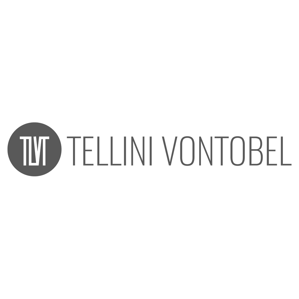 Logo for Tellini Vontobel featuring the letters 'TVT' inside a dark gray circle and the name 'Tellini Vontobel' in gray text to the right.
