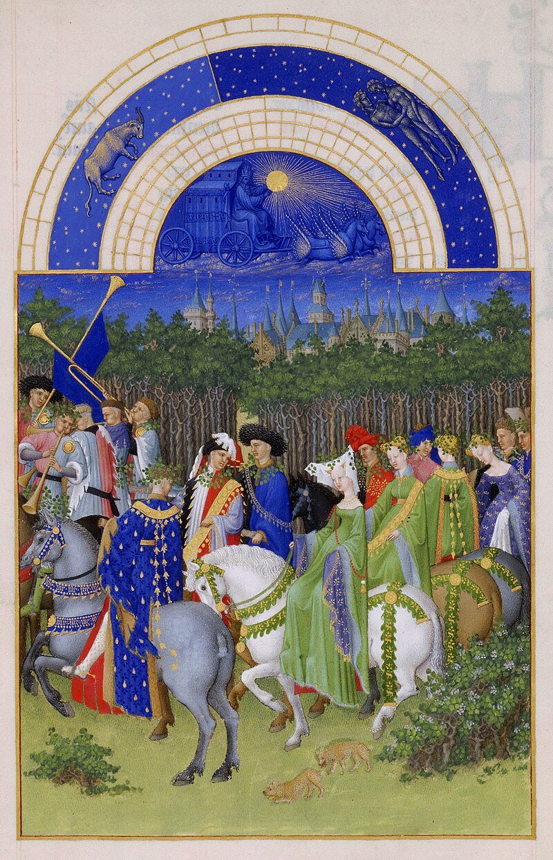 Très Riches Heures du duc de Berry , Month of May by the Limbourg Brothers