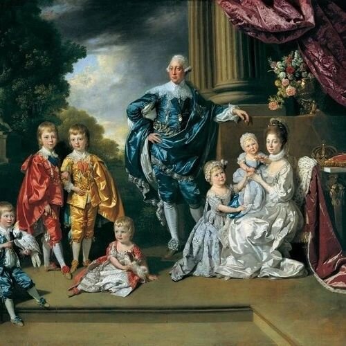The boys in blue
Zoffany painted his group portrait of George III, Queen Charlotte and their six eldest children in 1770, the same year that Gainsborough painted his Blue Boy. Presumably the royal family had their own &lsquo;Vandyke&rsquo; costumes, 