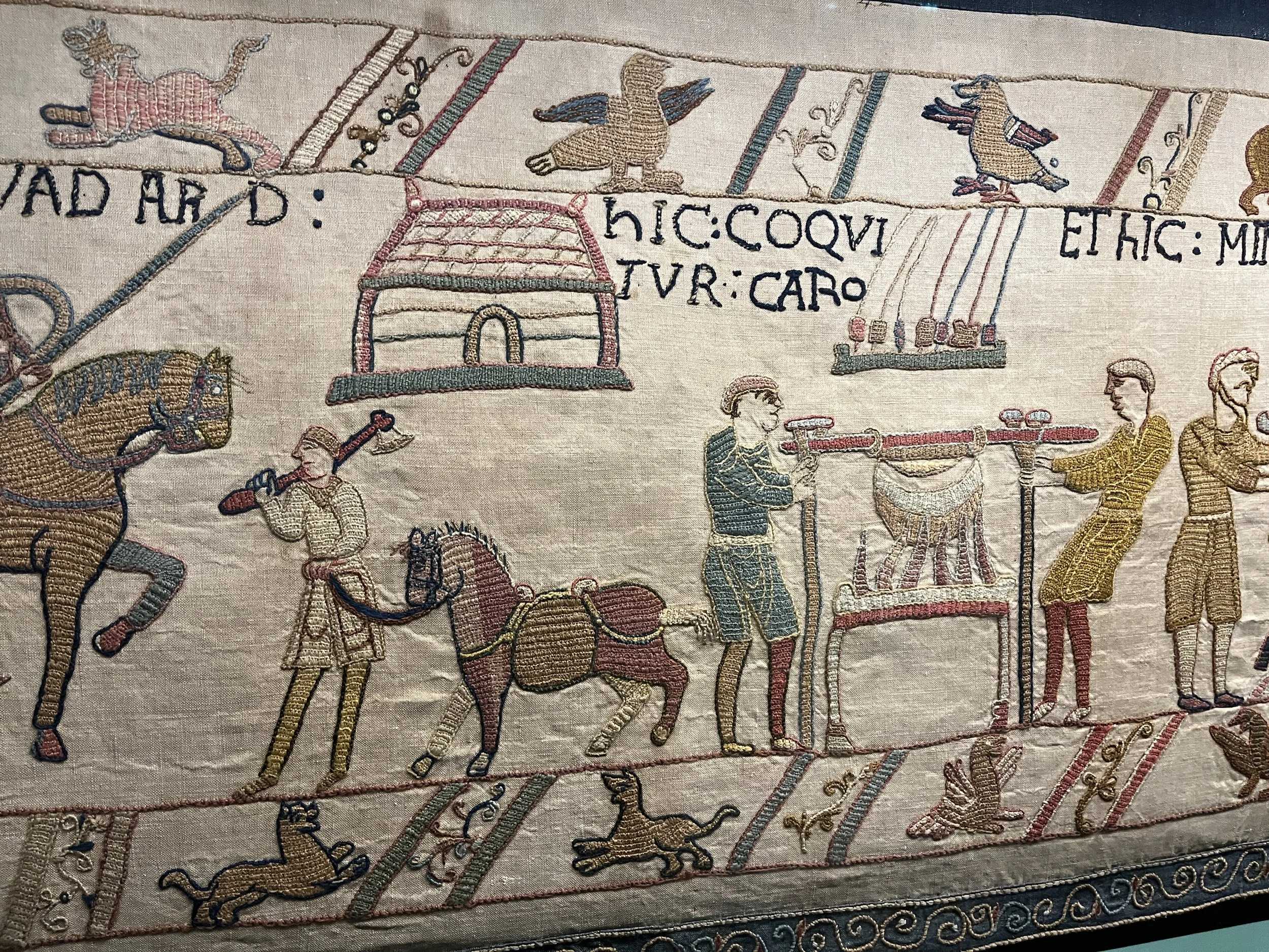 The Norman soldiers  ride off to gather food