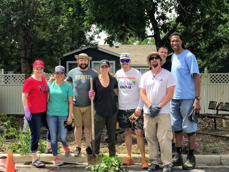 BeyondHome volunteers outdoor yard work