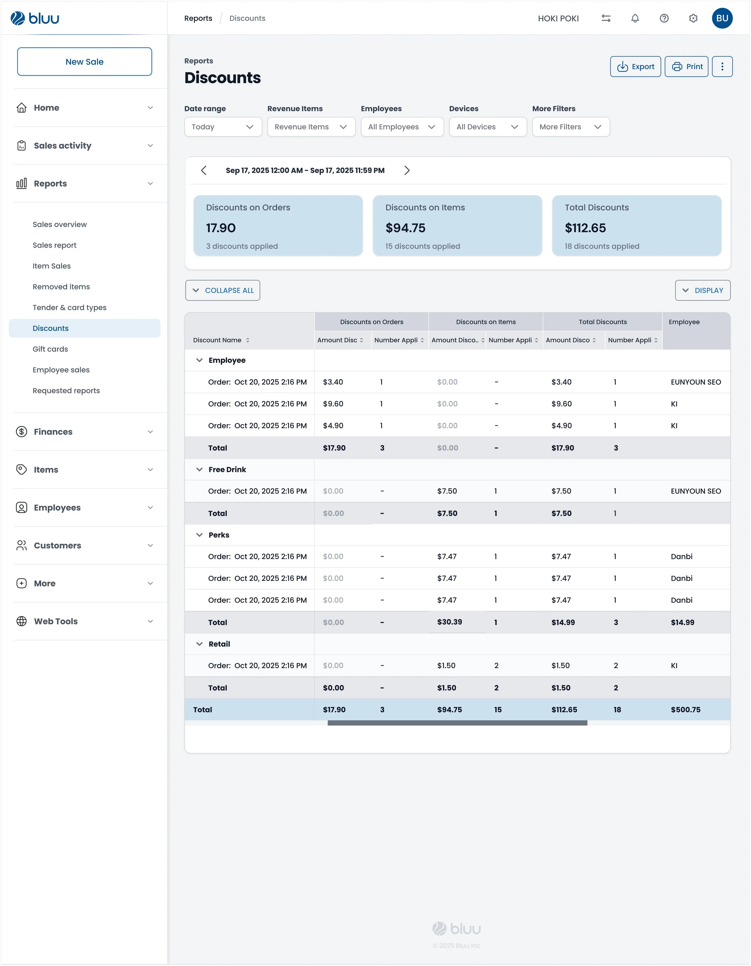 9. BLUU Back Office - Reports / Discounts

