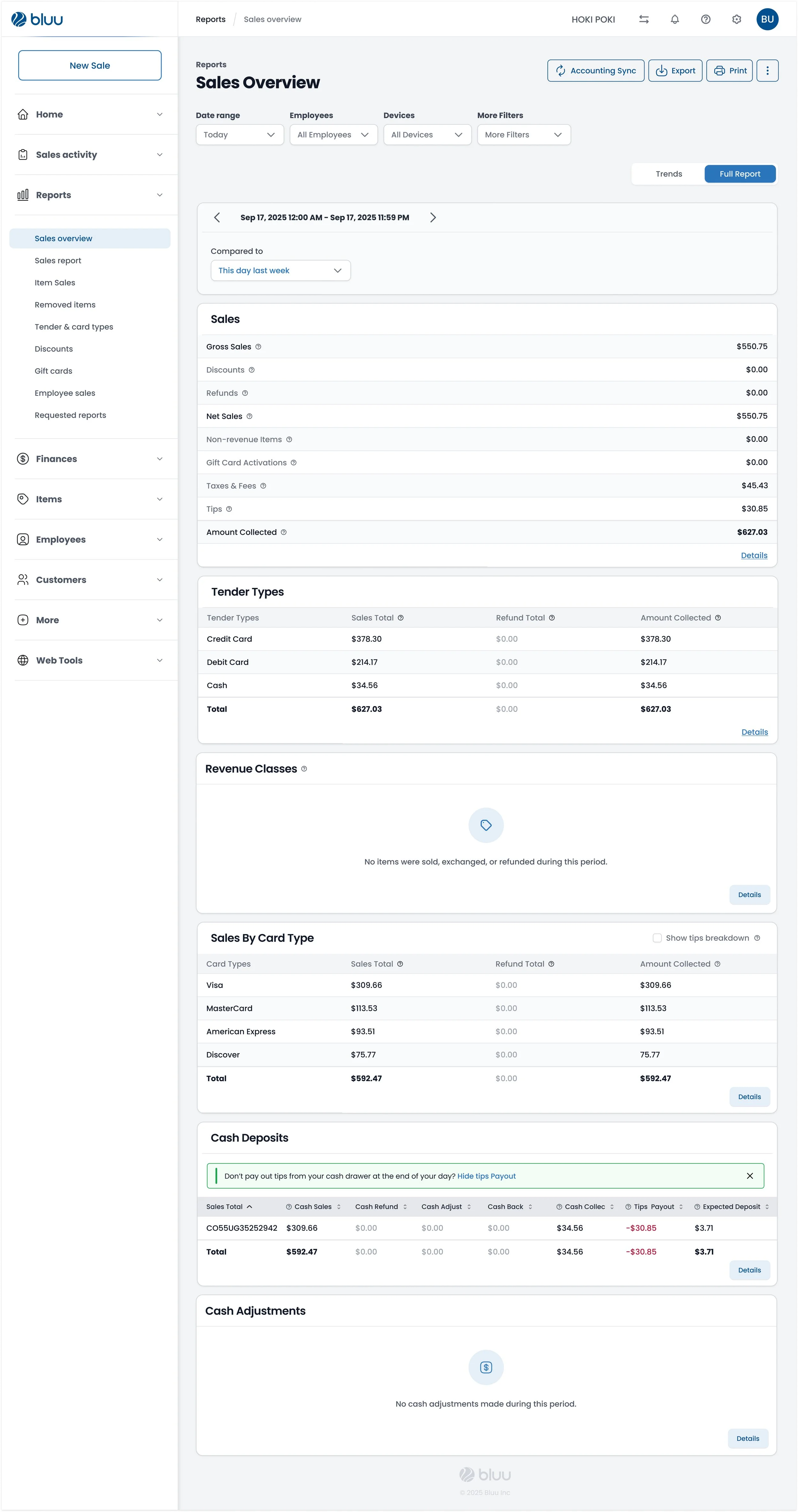 4. BLUU Back Office - Reports / Sales Overview
