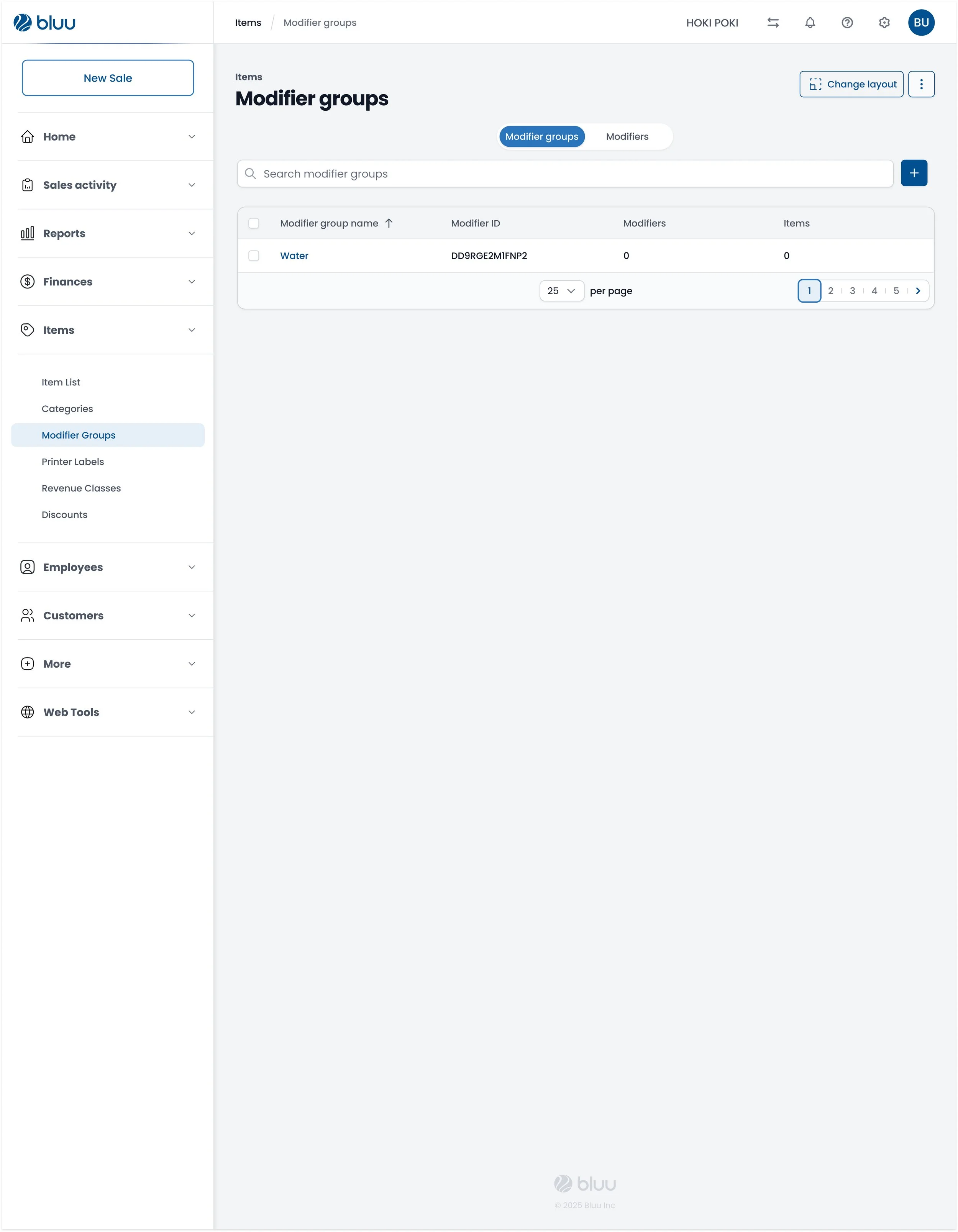 18. BLUU Back Office - Items / Modifier Groups