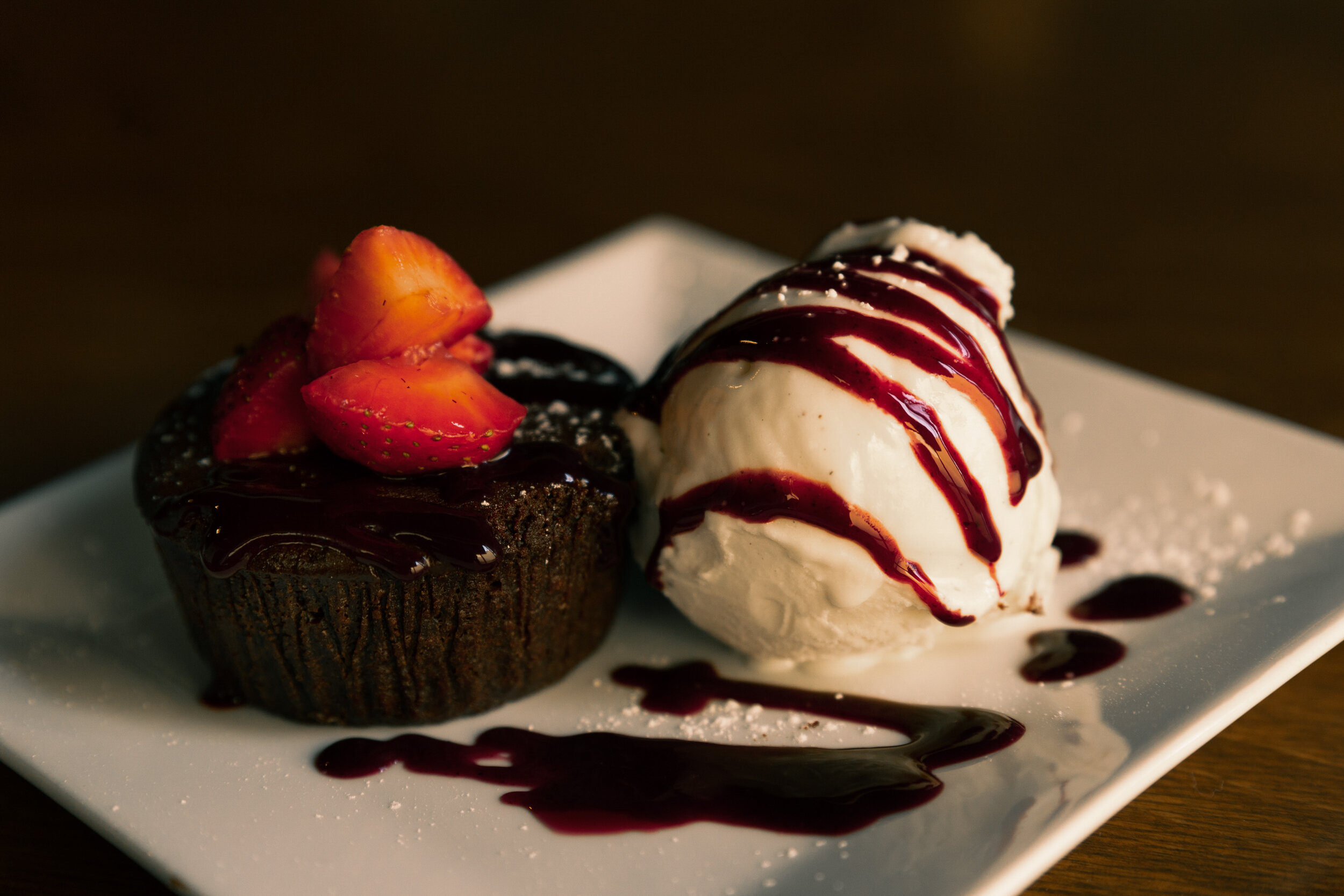 Gluten Free Flourless Chocolate Torte with Vanilla Ice Cram.