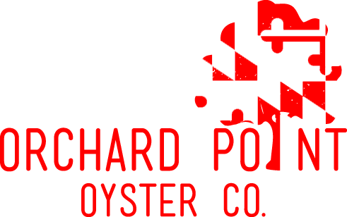 Orchard Point Oyster Co. logo with a stylized oyster graphic in red and white.