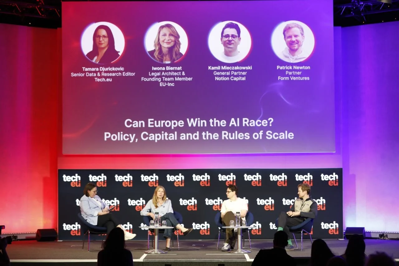 Patrick on stage at TechEU London VC conference