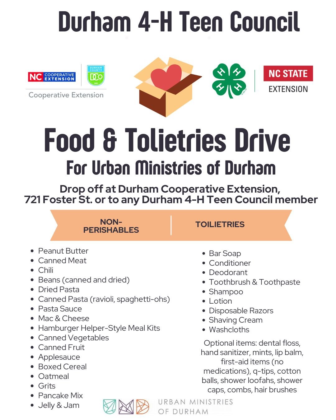 4-H Teen Council Food &amp; Toiletries Drive