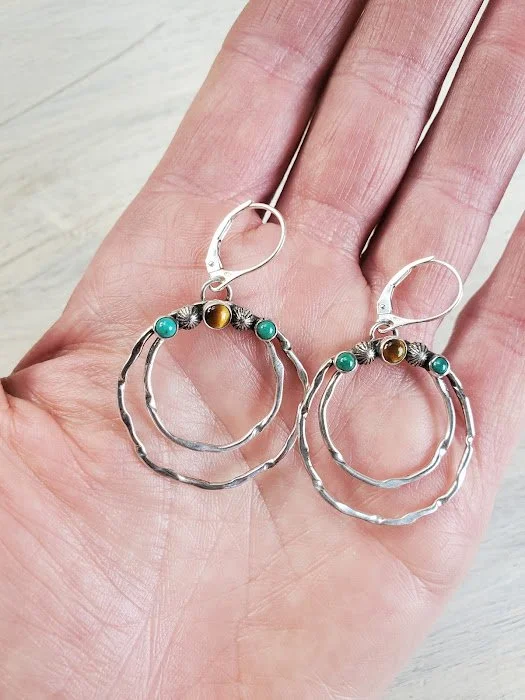 Tiger_s Eye and Turquoise Double hoop earring 2.jpg