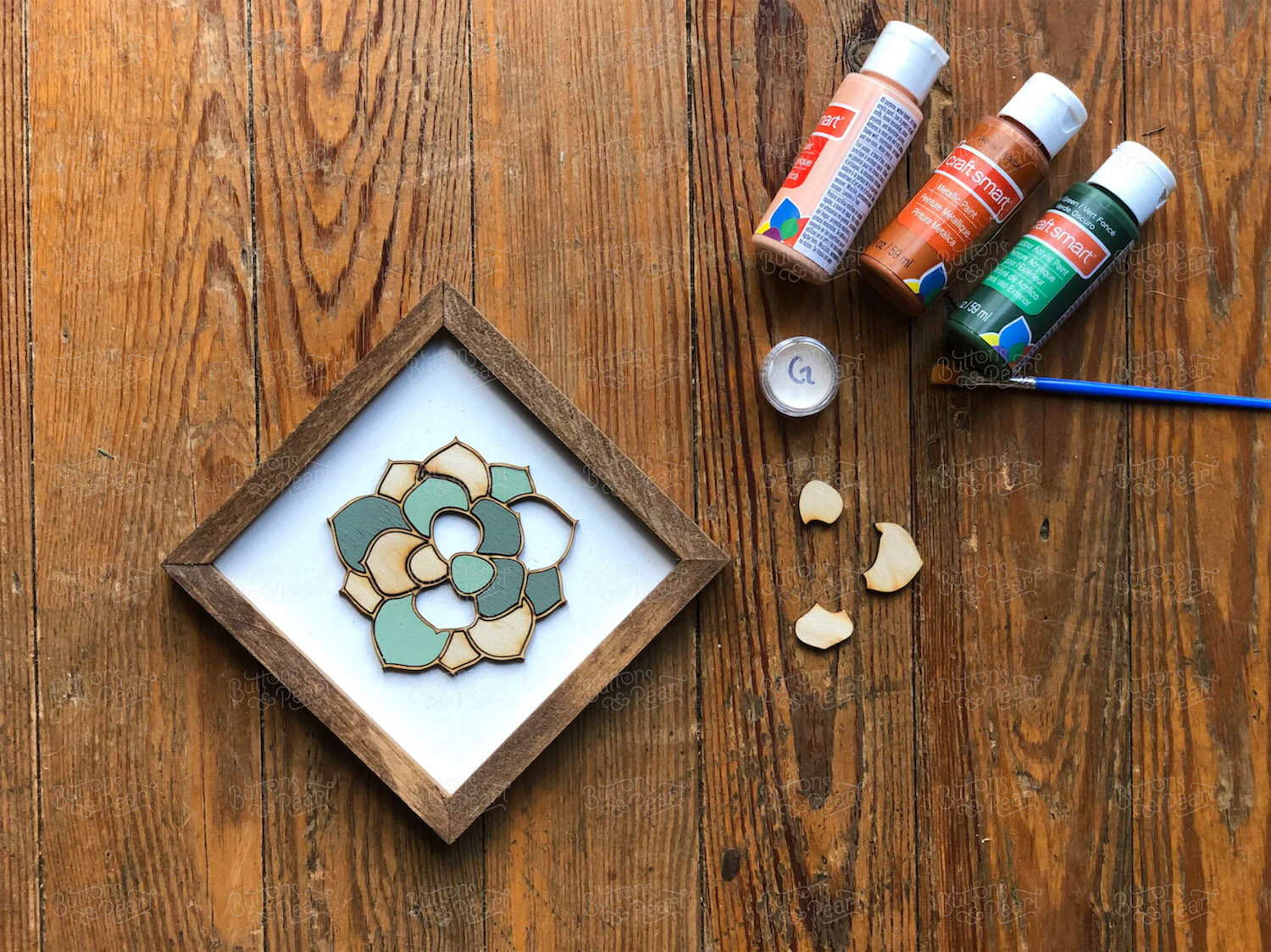 Succulent Mini Painting Kit, Buttons and Pearl