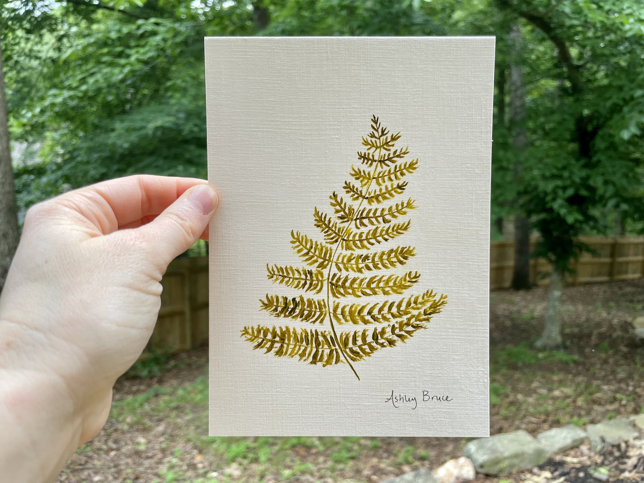 "Trio of Ferns no. 1", oil on paper, 5x7"