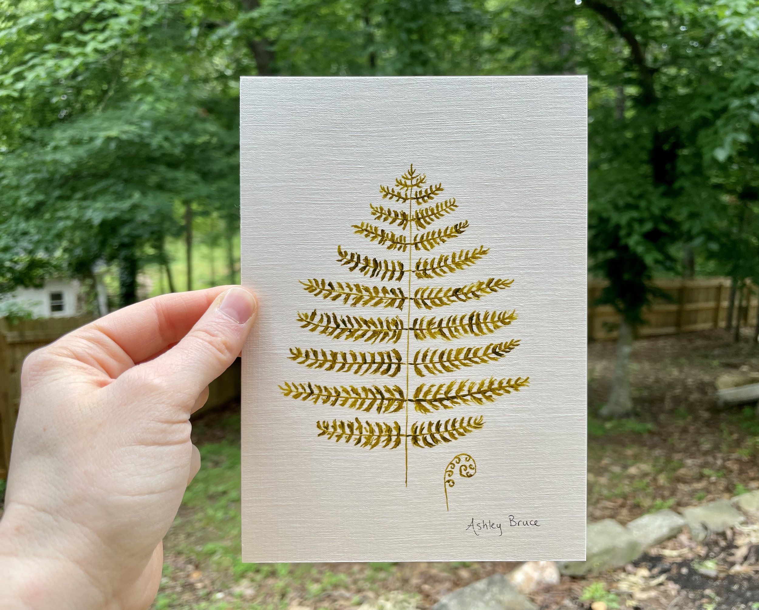 "Trio of Ferns no. 2", oil on paper, 5x7"