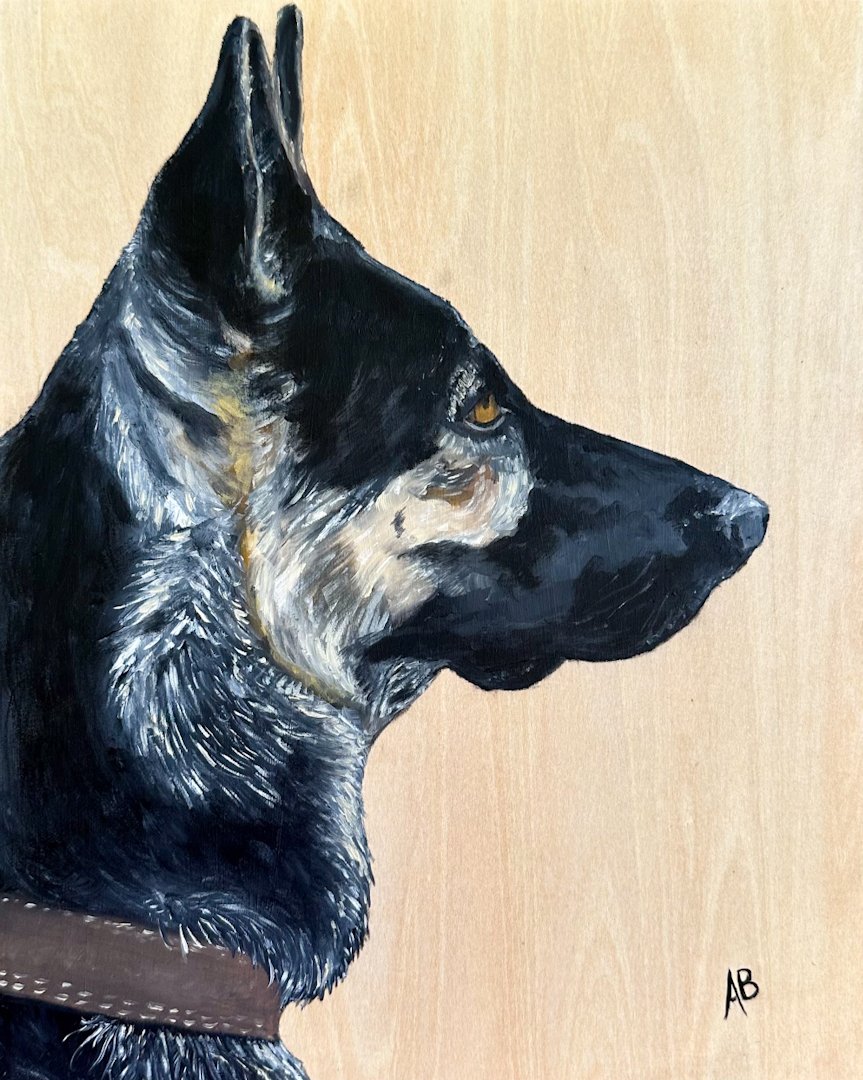 "Cody" Pet Portrait, oil on wood, 8x10"